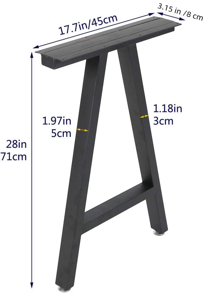 TIEOU Metal Legs for Table A Shape 28" H Tall Industrial Black Table Legs Heavy Duty Metal Desk Legs Set of 2(Without Boards) - Image 5